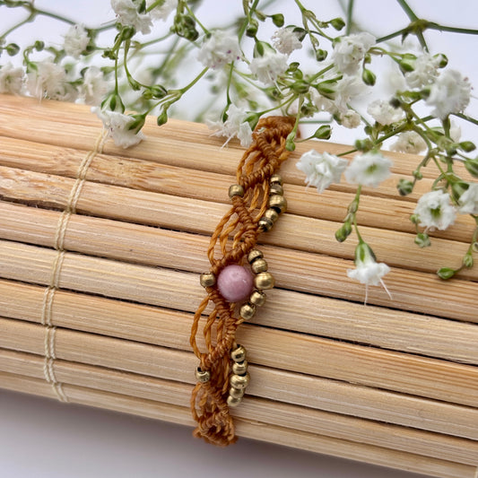 Makramee Armband mit Rhodonitperle