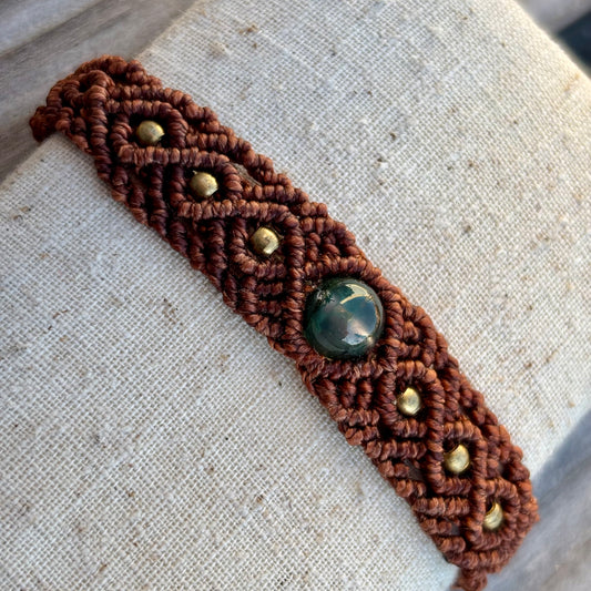 Makramee Armband mit Moosachatperle