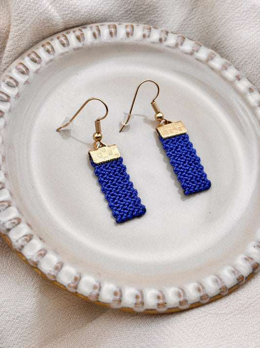Makramee Ohrring Blau & Gold