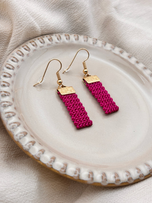 Makramee Ohrringe Pink & Gold